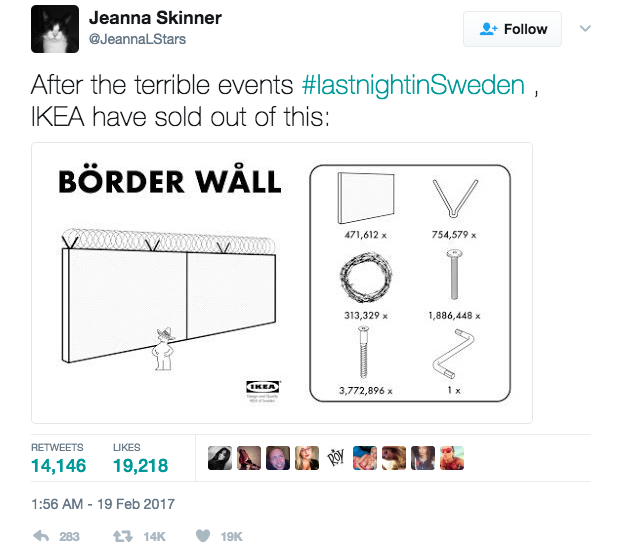 Donald Trump nämnde Sverige i ett tal, internet svarade.